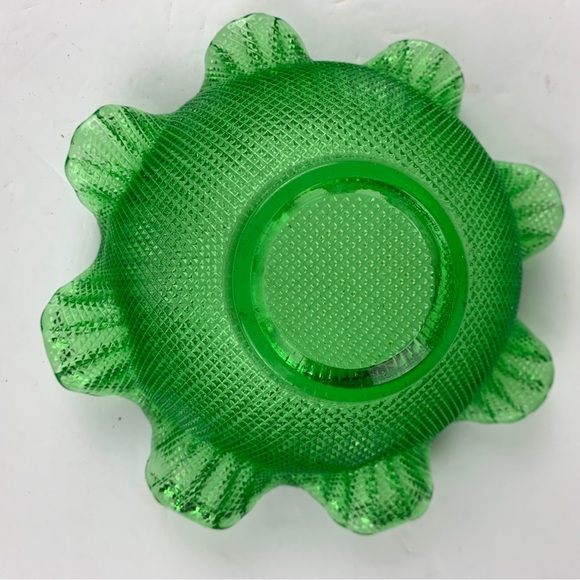 Fenton Green Double‎ Ruffle Candy Dish - Picture 4 of 7